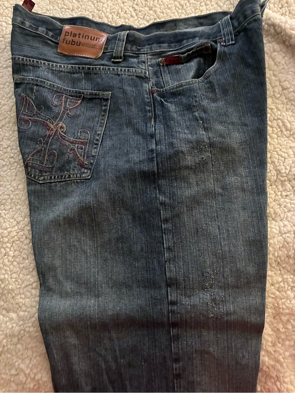 Vintage Distressed Platinum FUBU Men's Straight Blue Denim Jeans